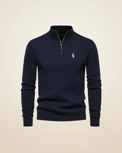 RL Textured Zip-Neck Knit