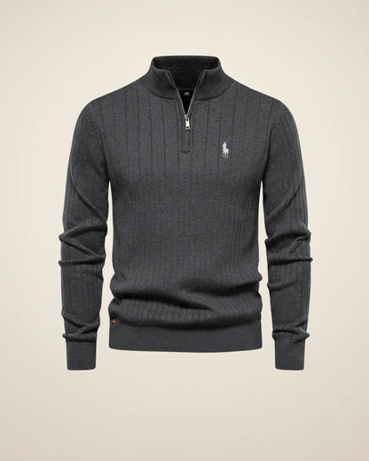 RL Textured Zip-Neck Knit