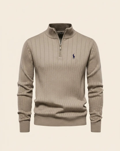 RL Textured Zip-Neck Knit