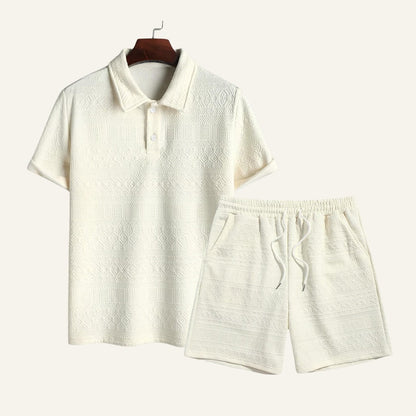 Textured Shirt Shorts Set Old Money Fit