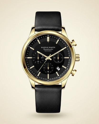 Men's Black Leather Watch - Luxemiro