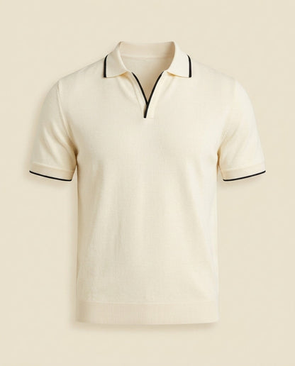 Open Collar Knit Polo Shirt