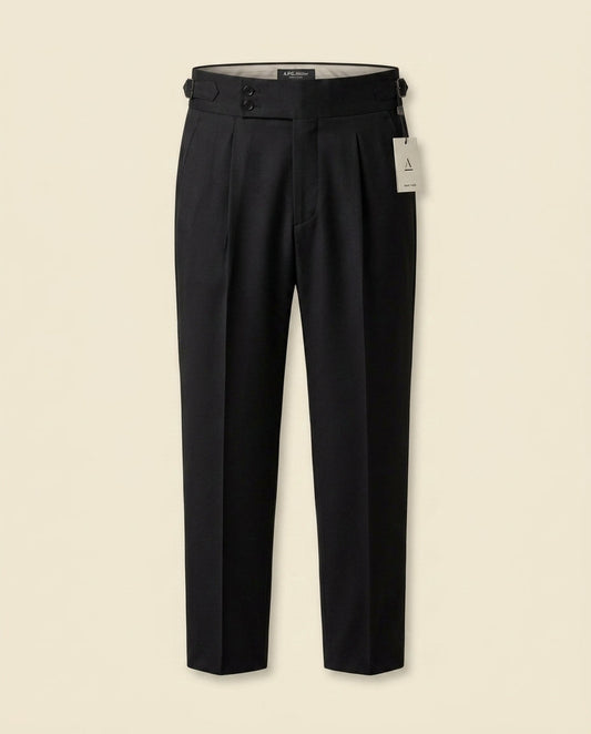 Double Pleat High-Waist Trouser Black