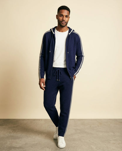 Cashmere-Blend Tracksuit Set Navy