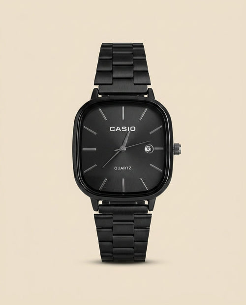 CS Square Quartz Steel Watch Black