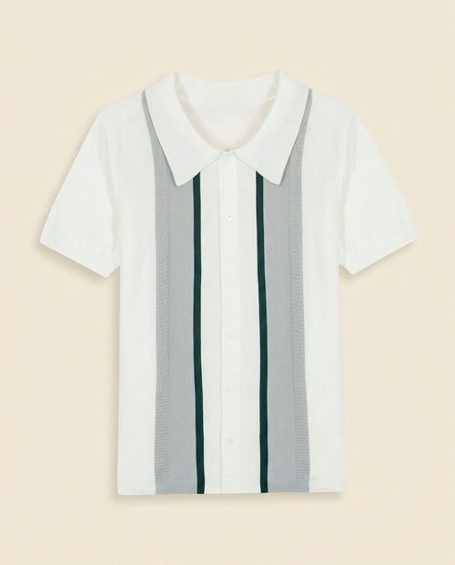 Argyle Stripe Polo White Multi