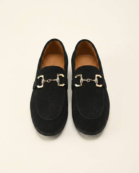 Suede Horsebit Loafer Black