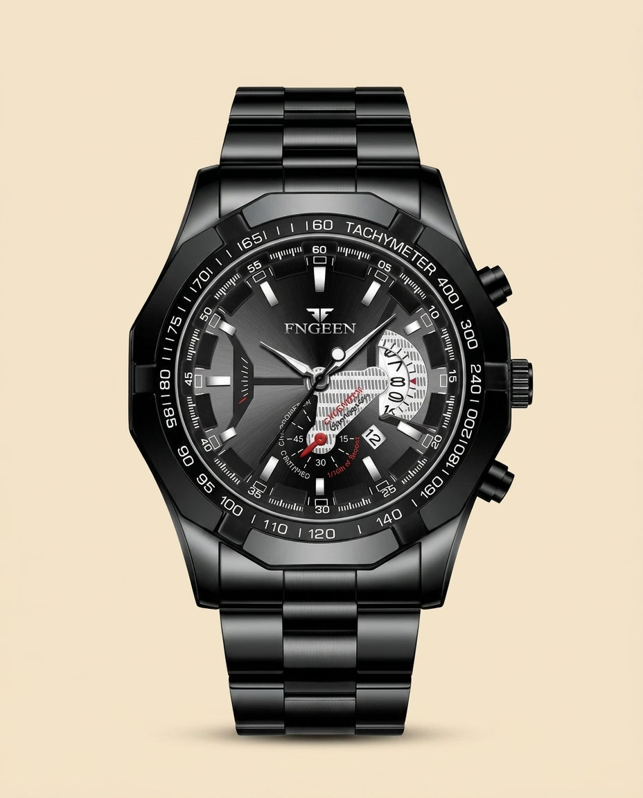 FG Elite Black Chronograph Sport Watch