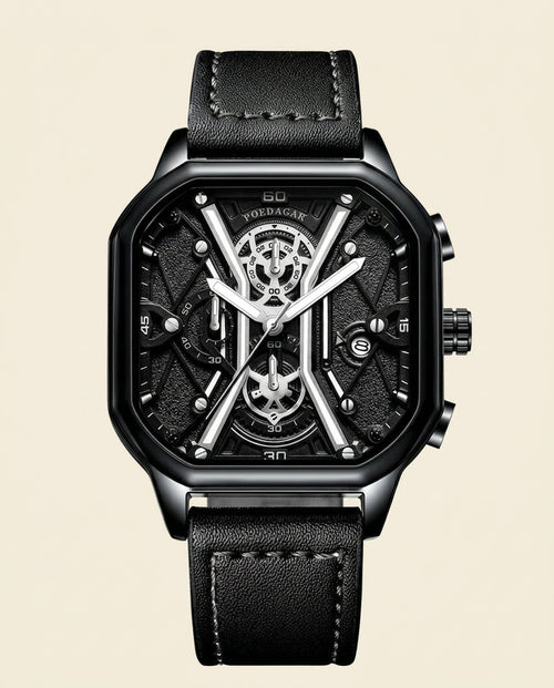 PD Elite Skeleton Square Chronograph Black